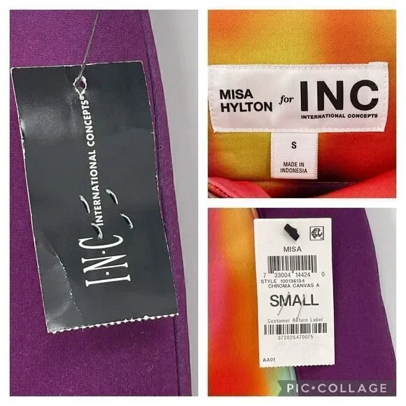 Misa Hylton For INC International Concepts Scuba Printed Pants Retro Women Small - Picture 9 of 11